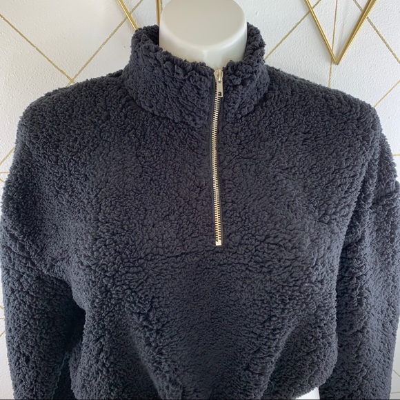 Topshop Teddy Bear Half Zip Drawstring Sweater 8 - Picture 4 of 12